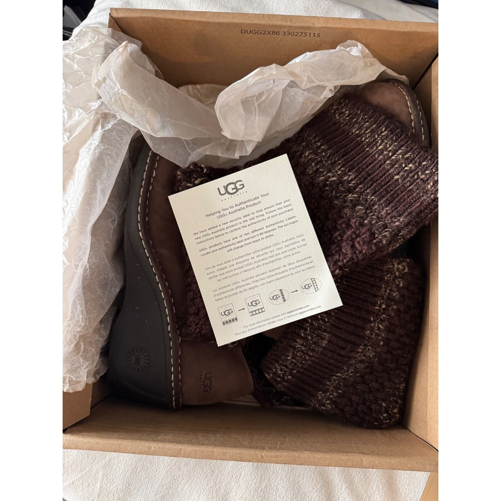 UGG Australia Cresthaven 1938 w/Esp Women's Brown Suede Knit Wedge Heel Size 9 - Picture 8 of 9